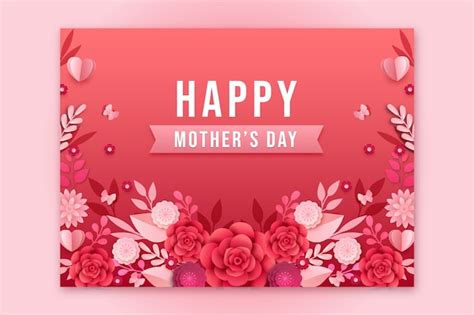 Free Vector Paper Style Mothers Day Greeting Card Template