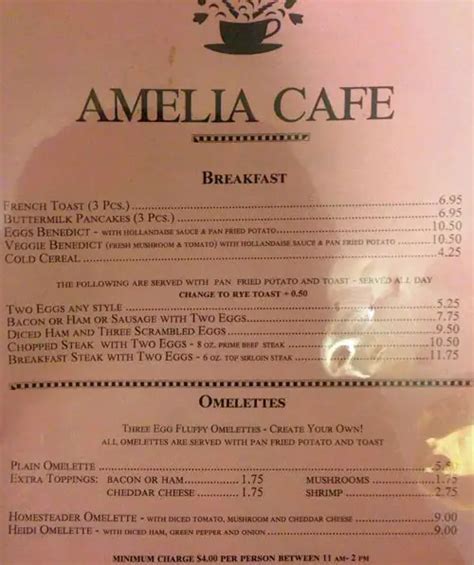 Amelia Cafe Menu, Menu for Amelia Cafe, New Westminster, Metro Vancouver - Urbanspoon/Zomato