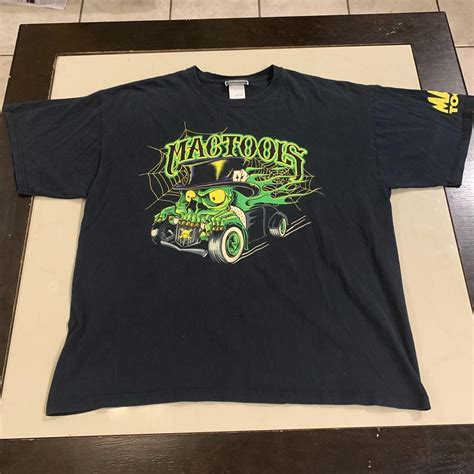 Black Green Y2k Mactools Hot Rod Graphic T Shirt Depop