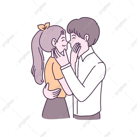 Happy Young Couple Vector Art Png Big Isolated Couple In Love Happy Young Girl And Boy