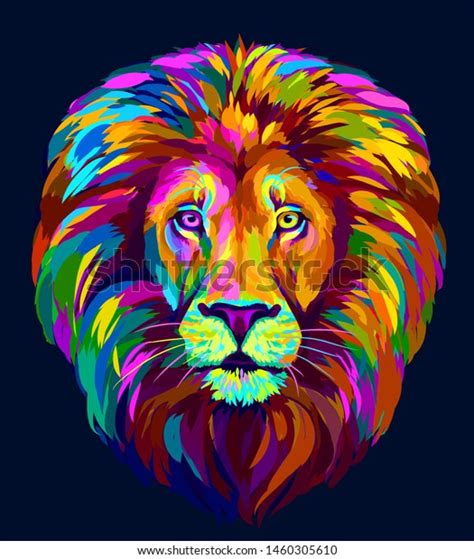 Lion Abstract Multicolored Portrait Lions Head Stock Vector Royalty