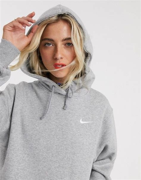 Nike Mini Swoosh Oversized Hoodie In Grey Asos Nike Hoodie Outfit