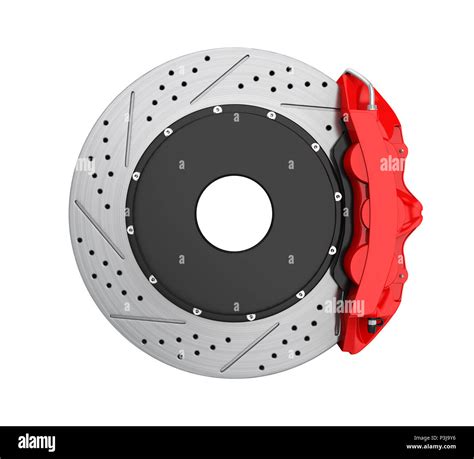 Car Brake Disc And Red Caliper Isolated Stock Photo Alamy