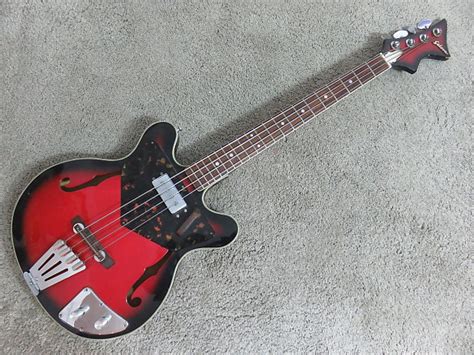 Vintage 1960s Teisco Sekova Vulcan Redburst Bass Bizarre Reverb