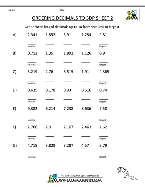 Grade 5 Decimals Worksheets