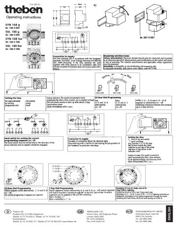 Theben Sul Hw Operating Instructions Manualzz