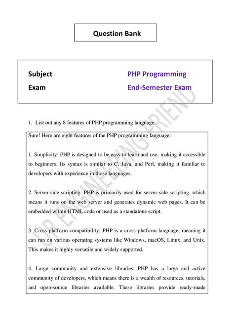 Php Question Bank With Answers End Semester By Ur Engineering Friend