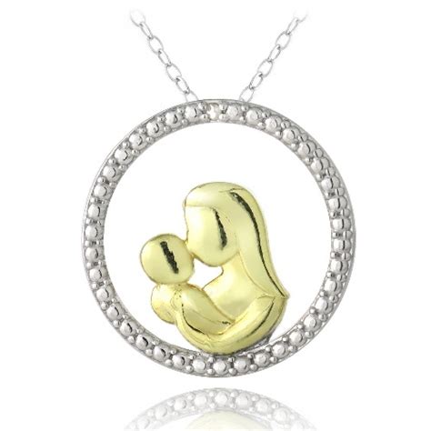 Dropship Sterling Silver Two Tone Diamond Accent Mother Kissing Baby