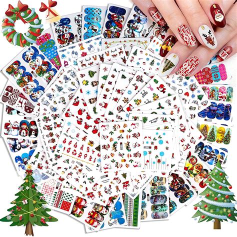 72 Sheets Christmas Nail Art Stickers EBANKU 3D Water Transfer Nail