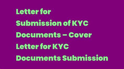 Letter For Submission Of KYC Documents Cover Letter For KYC Documents