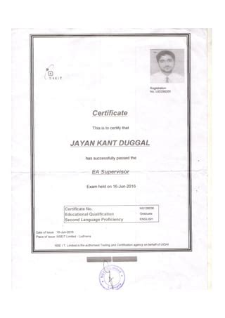 Aadhaar Supervisor Certificate PDF