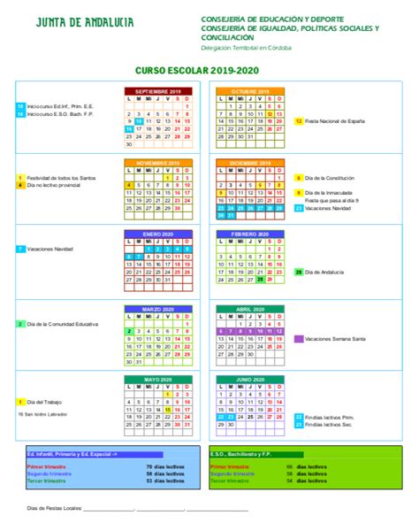 Calendario Escolar Ceip Monte Albo