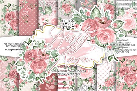 Dusty Rose Digital Paper Pack