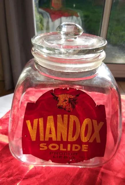 Ancien Bocal En Verre Viandox Solide Produit Liebig Grand Modele Rare