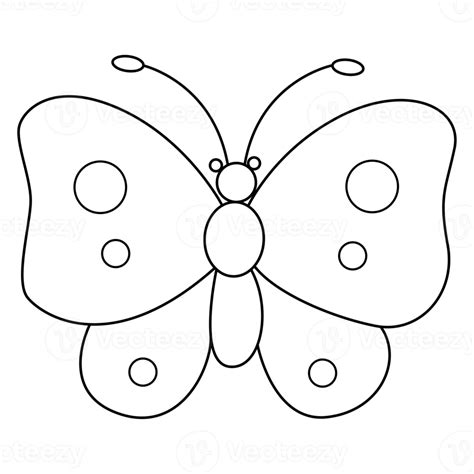 Butterfly Outline Vector Cartoon Design On Transparent Background