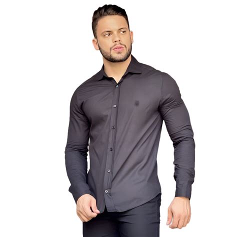 Camisa Slim Fit Lisa Manga Longa Branca V Club