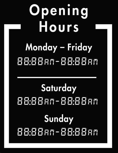 50 Free Business Hours Of Operation Sign Templates Customize Print