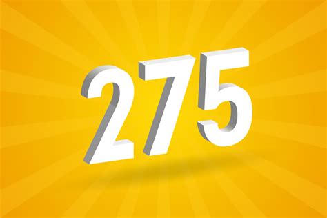 3D 275 number font alphabet. White 3D Number 275 with yellow background ...