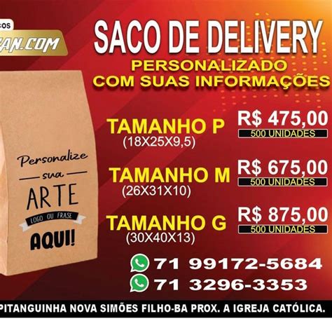 Sacos De Delivery Personalizado A Sua Marca Item De Papelaria