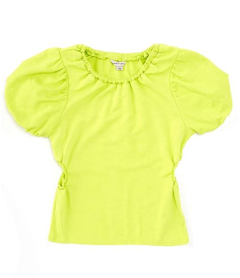 Habitual Big Girls 7 16 Short Puff Sleeve Cutout Top Dillards