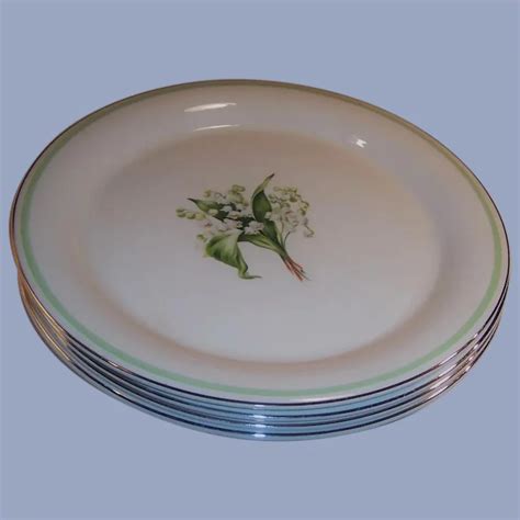 1940 S SET OF 4 Homer Laughlin SWING Lily Of The Valley 9 3 4 Plates