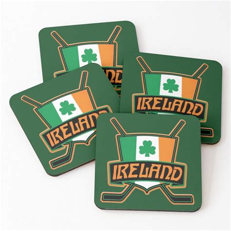 Ireland Ice Hockey Flag Logo Coasters Set Of 4 By Gamefacegear Logo