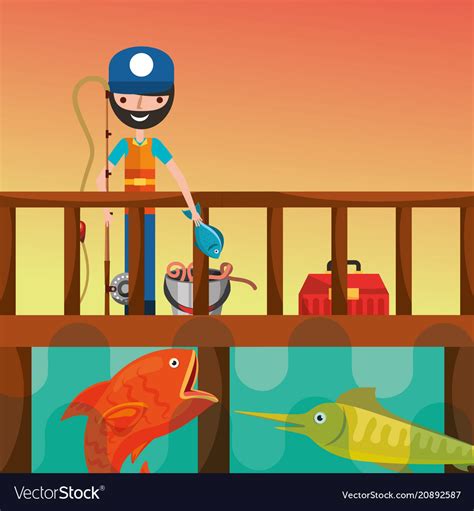 Fishing People Cartoon Royalty Free Vector Image