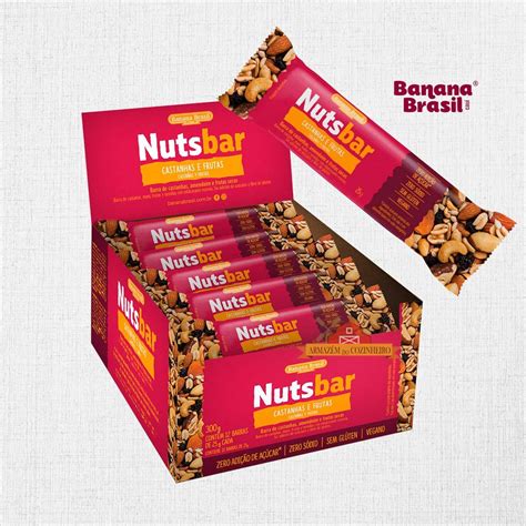 Barra De Cereal Banana Brasil Nutsbar Castanhas E Frutas Caixa 12 X