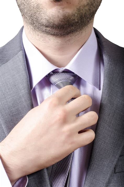 Business Man Adjusting His Neck Tie Stock Photo Image Of Fashion