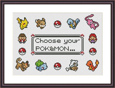 Choose Your Pokemon V1 Cross Stitch Pattern Pdf Instant Etsy