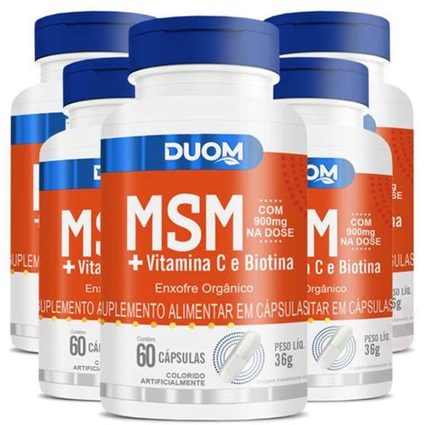 Combo Msm Enxofre Organico Mg Vitamina C Biotina Caps Cada