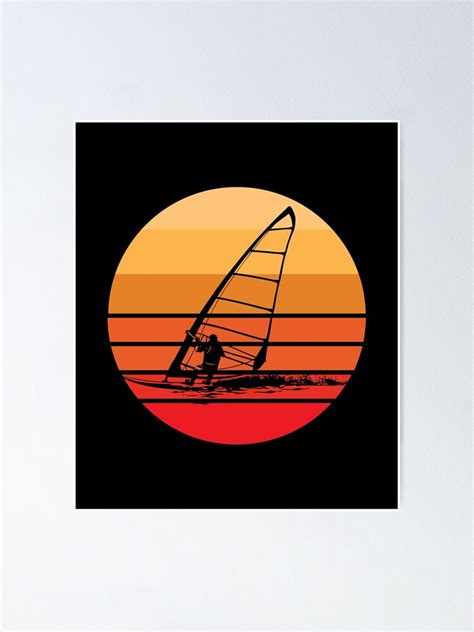 Windsurfing Retro Sunset Poster For Sale By EstelleStar Redbubble