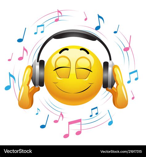 Smiley Emoticon Listening To Music Hold Royalty Free Vector