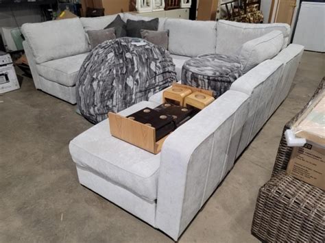 Love Sac 7 Pc Grey Fabric Love Sactional Live And Online Auctions