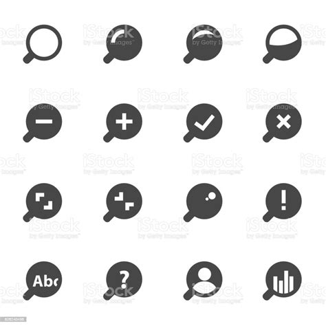 Vector Black Magnifying Glass Icons Set Stock Illustration Download