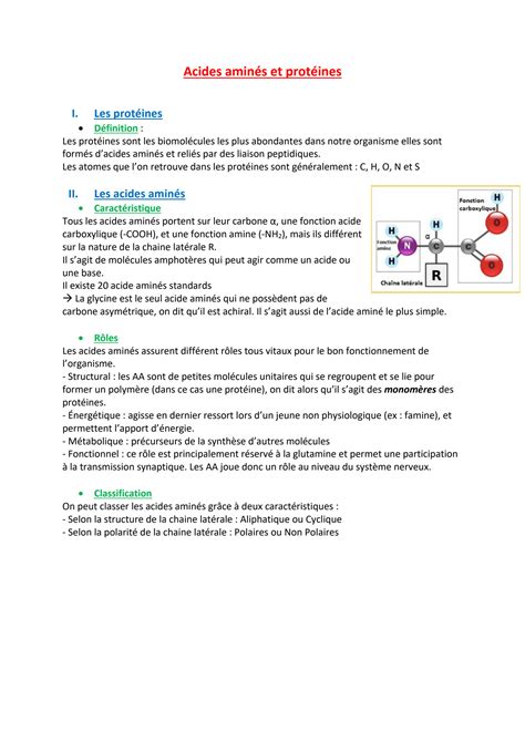 Solution Acides Amin S Et Proteines Studypool