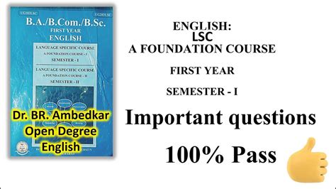 Braou 1st Sem English LSC Foundation Course 1 Imp Questions Braou