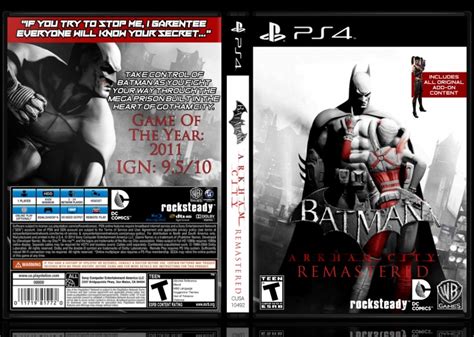 Batman Arkham City Ps4 Playstation 4 Box Art Cover By Zeenoz