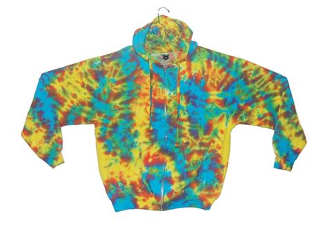 Tie Dye Zip Hoodie Psychedelic Neon Rainbow Blotter Scrunch Etsy