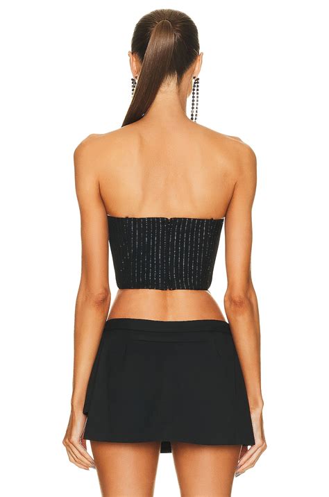 Alessandra Rich Pinstripe Bustier In Black Silver Fwrd