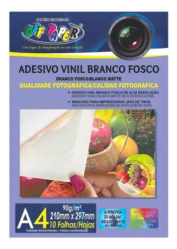 Adesivo Vinil A Branco Fosco Prova D Gua Fls Off Paper