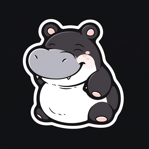 Premium Ai Image Cute Hippo Adorable Sticker Illustration