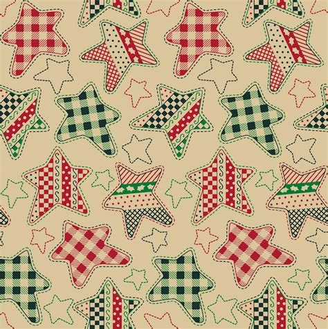 Premium Vector Seamless Christmas Knitted Patchwork Stars Pattern