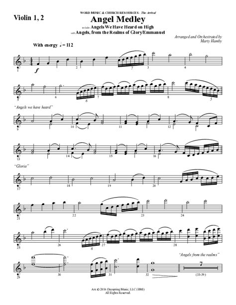 Angel Medley Choral Anthem Satb Violin Sheet Music Pdf Word Music