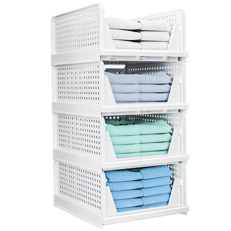 4-Packs: Plastic Storage Box Closet Organizer Foldable Storage with Sl