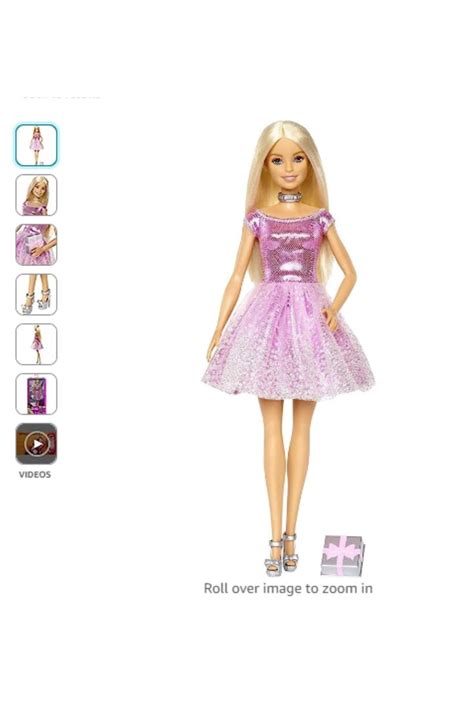Barbie Happy Birthday Doll With Blonde Hair And Blue Eyes Pink Glitter Party Dress And Silvery