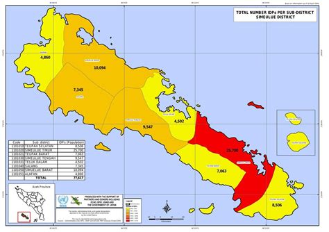 Total Number Idps In Simeulue By Sub District Katalog Peta Banda Aceh