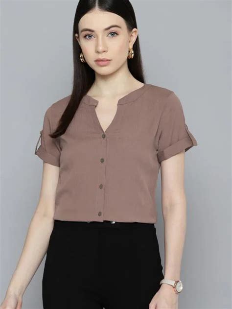 Buy Wisstler Women Nude Color Solid Shirt Online At Best Prices In India JioMart
