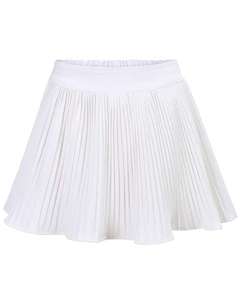 Elastic Waist Pleated White Skirt