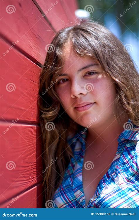 Vertical Portrait Of Pretty 14 Year Old Girl Stock Photo Image Of